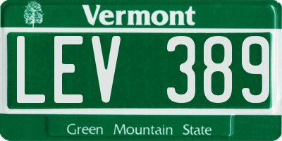 VT license plate LEV389