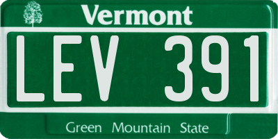 VT license plate LEV391