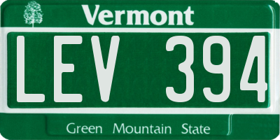VT license plate LEV394