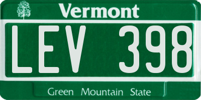 VT license plate LEV398
