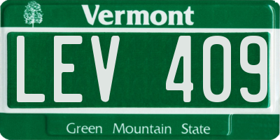 VT license plate LEV409