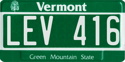 VT license plate LEV416