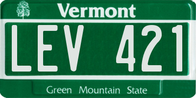 VT license plate LEV421