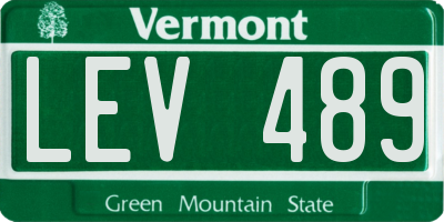 VT license plate LEV489