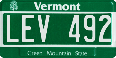 VT license plate LEV492