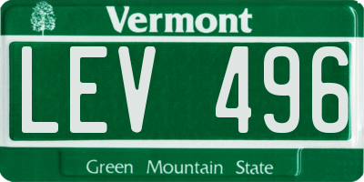 VT license plate LEV496