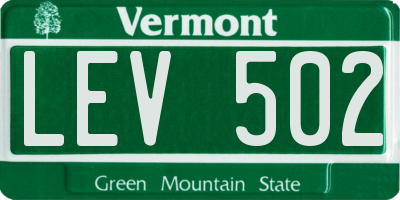 VT license plate LEV502
