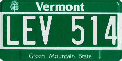 VT license plate LEV514