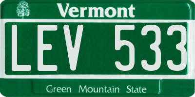 VT license plate LEV533