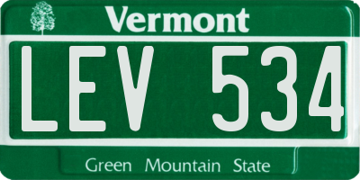 VT license plate LEV534