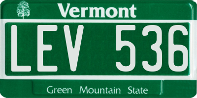 VT license plate LEV536