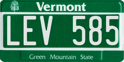 VT license plate LEV585