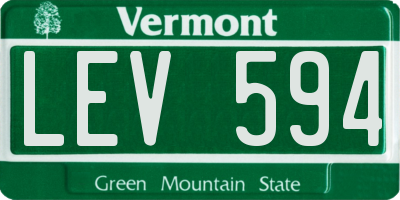 VT license plate LEV594
