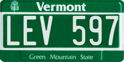 VT license plate LEV597
