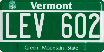 VT license plate LEV602