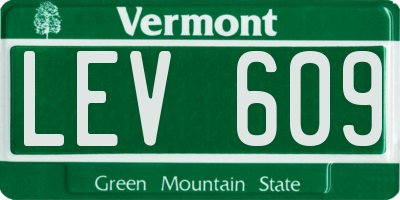 VT license plate LEV609