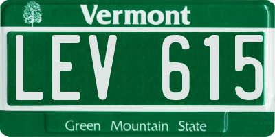 VT license plate LEV615