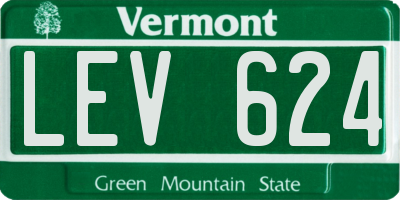 VT license plate LEV624