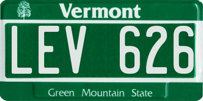 VT license plate LEV626