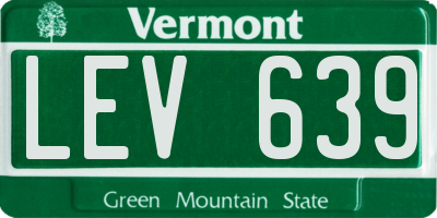 VT license plate LEV639