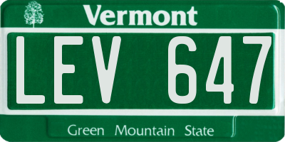 VT license plate LEV647