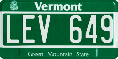 VT license plate LEV649