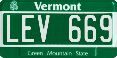 VT license plate LEV669