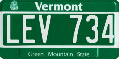 VT license plate LEV734