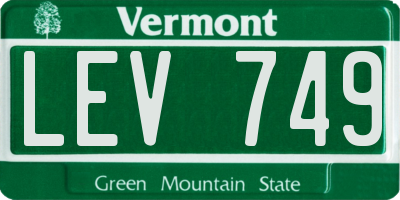 VT license plate LEV749