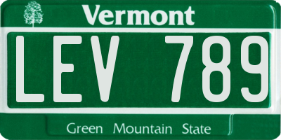 VT license plate LEV789