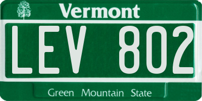 VT license plate LEV802
