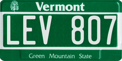 VT license plate LEV807