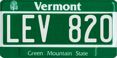 VT license plate LEV820