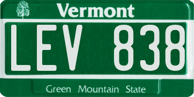 VT license plate LEV838