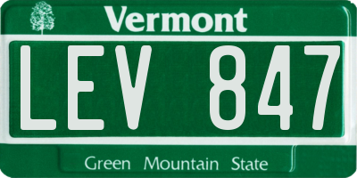 VT license plate LEV847