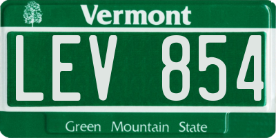 VT license plate LEV854