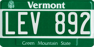 VT license plate LEV892