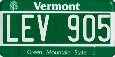 VT license plate LEV905