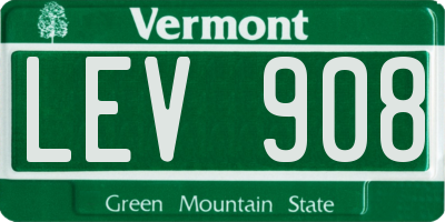 VT license plate LEV908