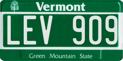 VT license plate LEV909