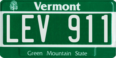 VT license plate LEV911