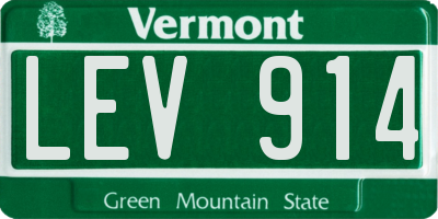 VT license plate LEV914