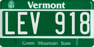 VT license plate LEV918