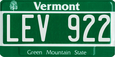 VT license plate LEV922