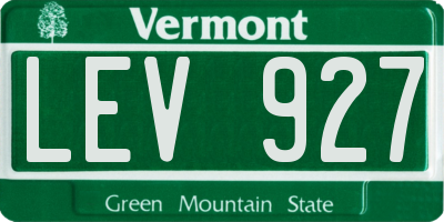 VT license plate LEV927