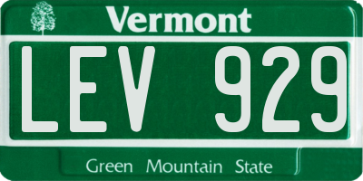VT license plate LEV929