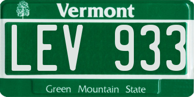 VT license plate LEV933