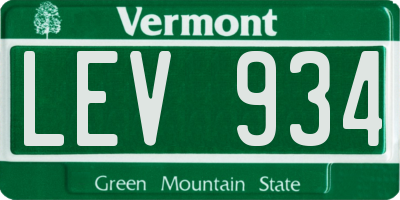 VT license plate LEV934
