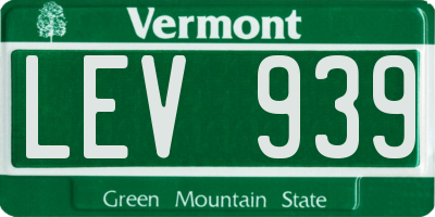 VT license plate LEV939