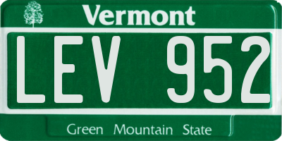 VT license plate LEV952